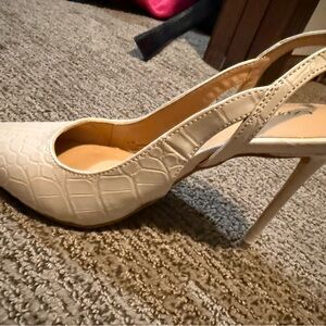 Express Cream Textured Slingback Heels